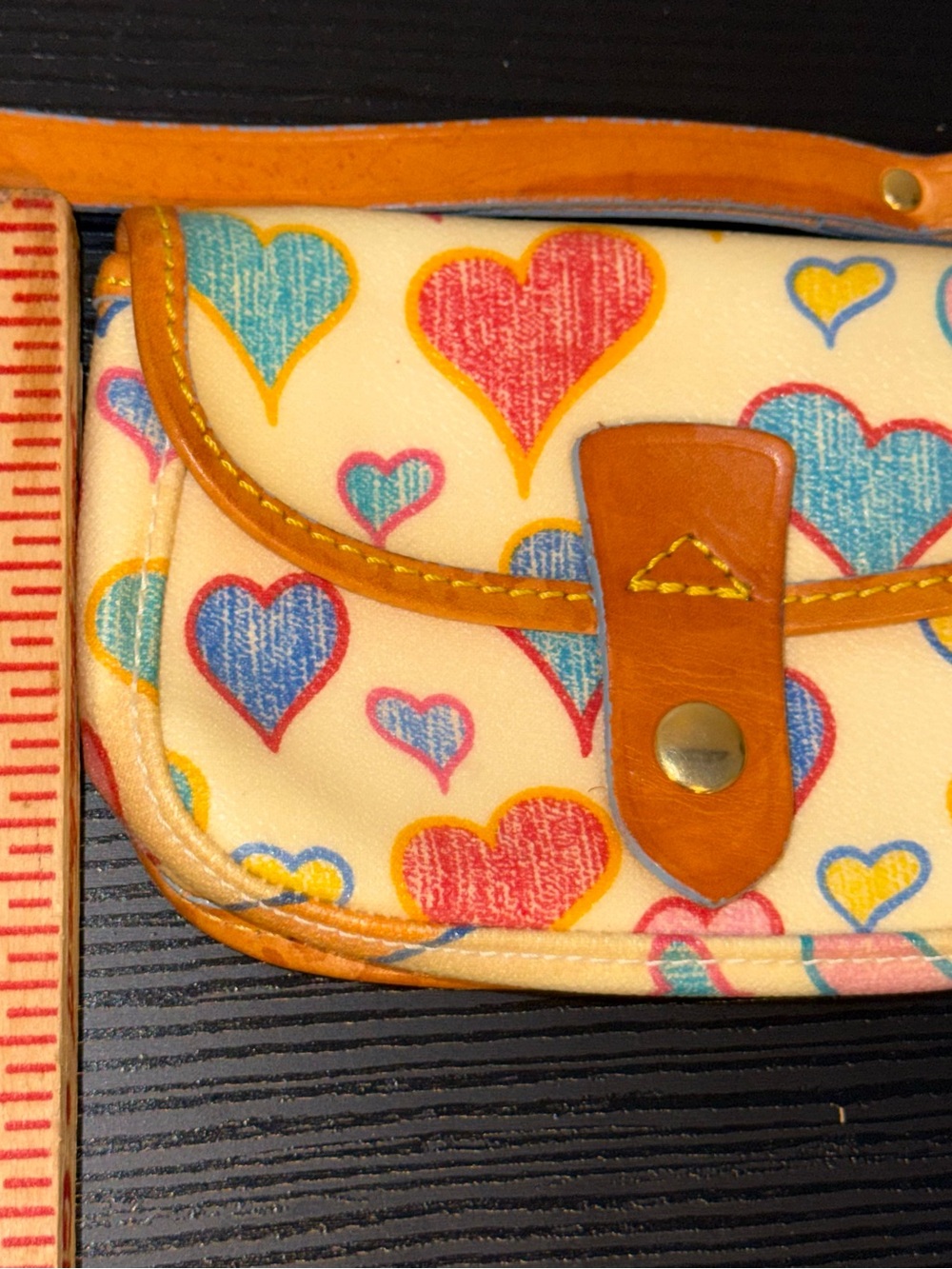 Dooney & Bourke Cream Heart Print Wristlet with Multicolor Hearts - Picture 10 of 11